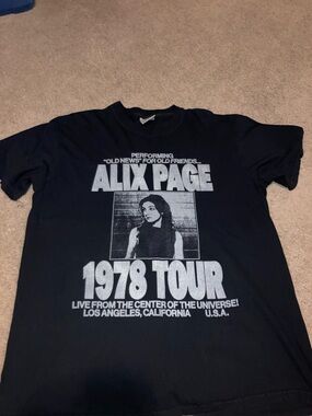 VINTAGE Black Graphic 'Alix Page 1978 Tour' Short Sleeve Tee